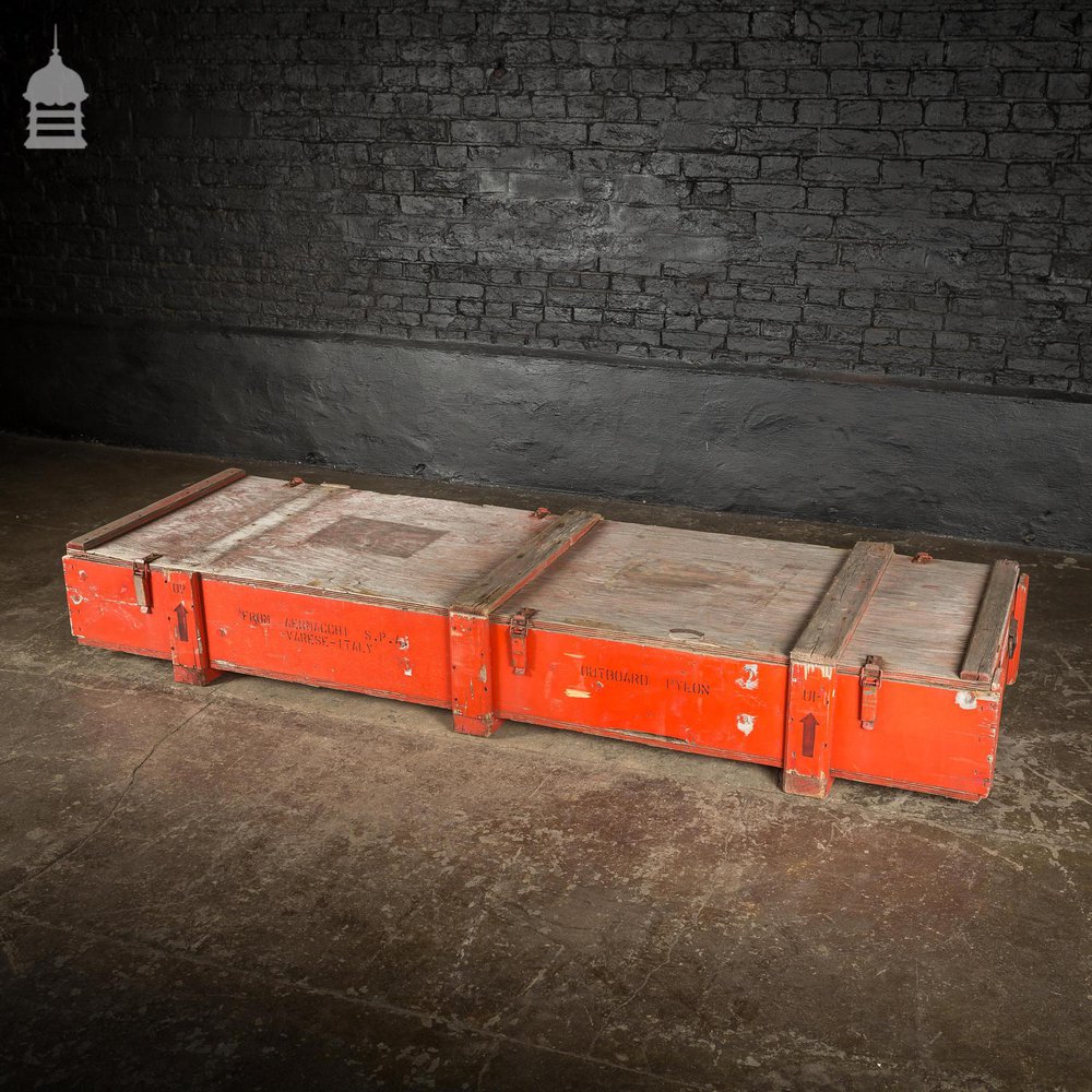 Large Red Industrial Wooden Aircraft Part Shipping Crate Reclaimed from a Norfolk RAF Base