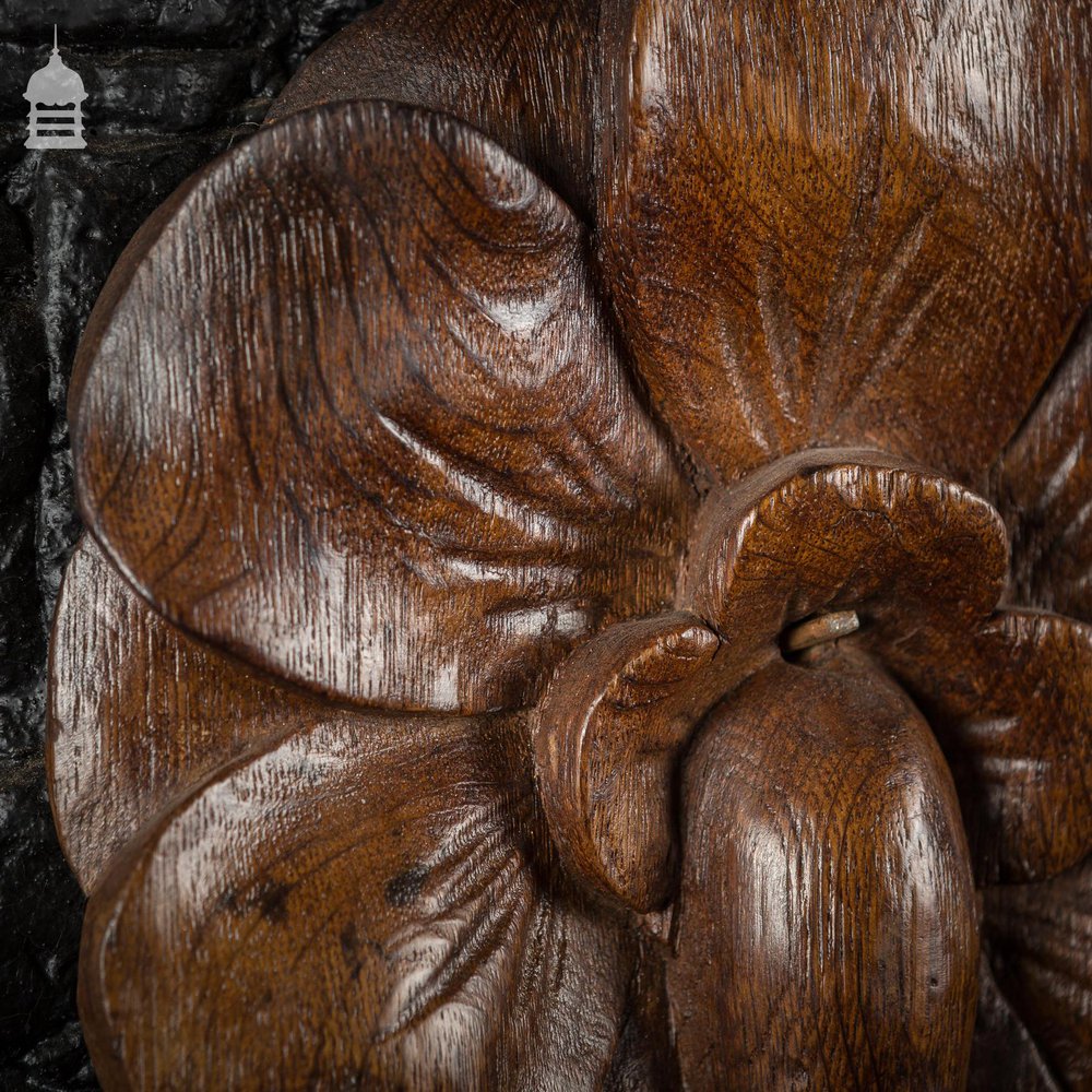 Pair of Early Oak Floral Petal Carvings