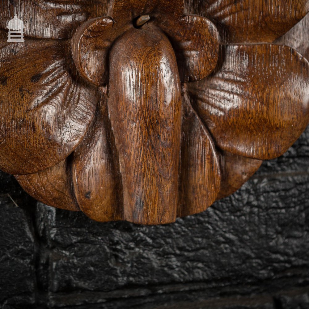 Pair of Early Oak Floral Petal Carvings