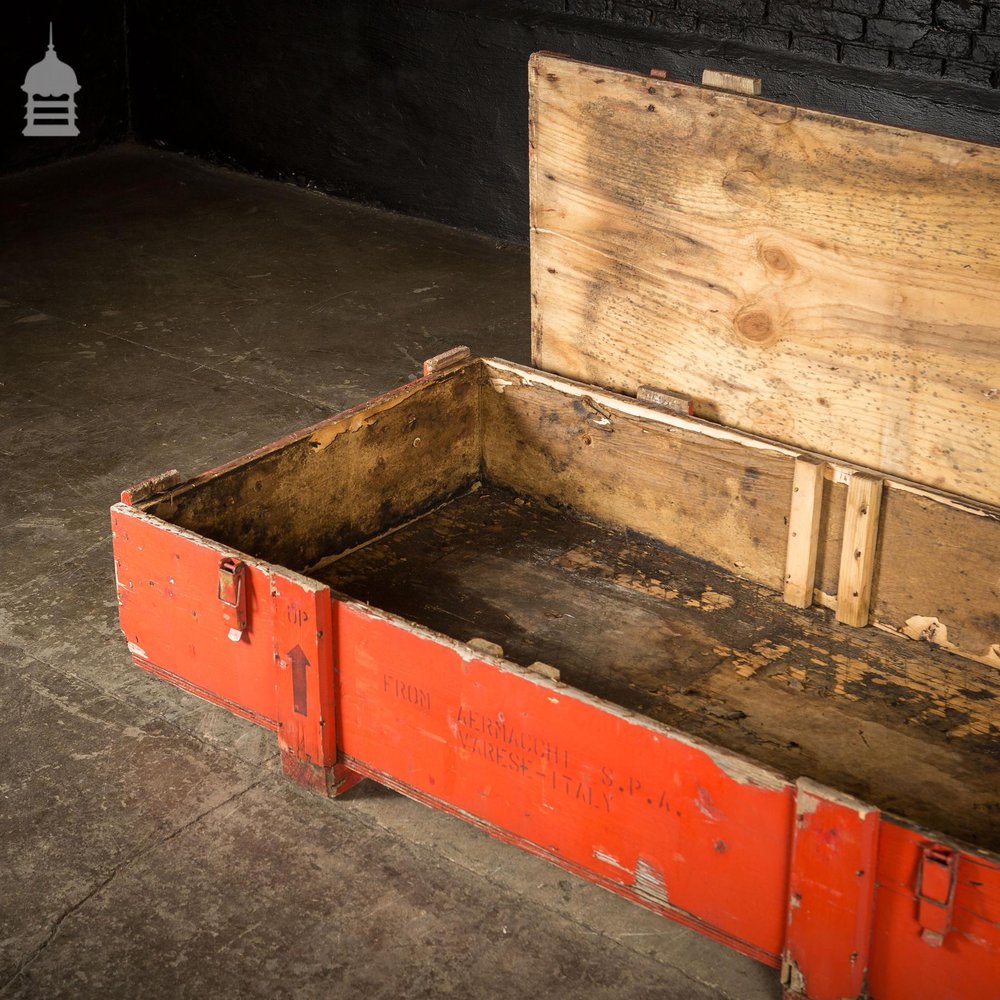 Large Red Industrial Wooden Aircraft Part Shipping Crate Reclaimed from a Norfolk RAF Base