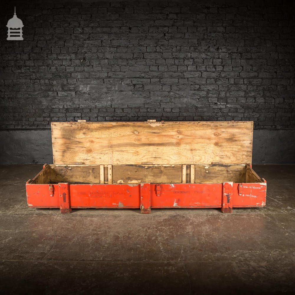 Large Red Industrial Wooden Aircraft Part Shipping Crate Reclaimed from a Norfolk RAF Base