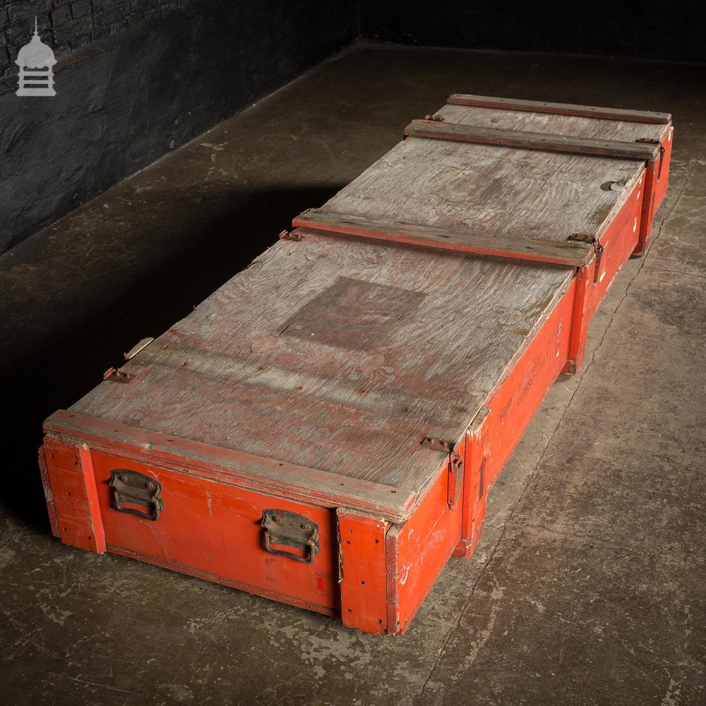 Large Red Industrial Wooden Aircraft Part Shipping Crate Reclaimed from a Norfolk RAF Base