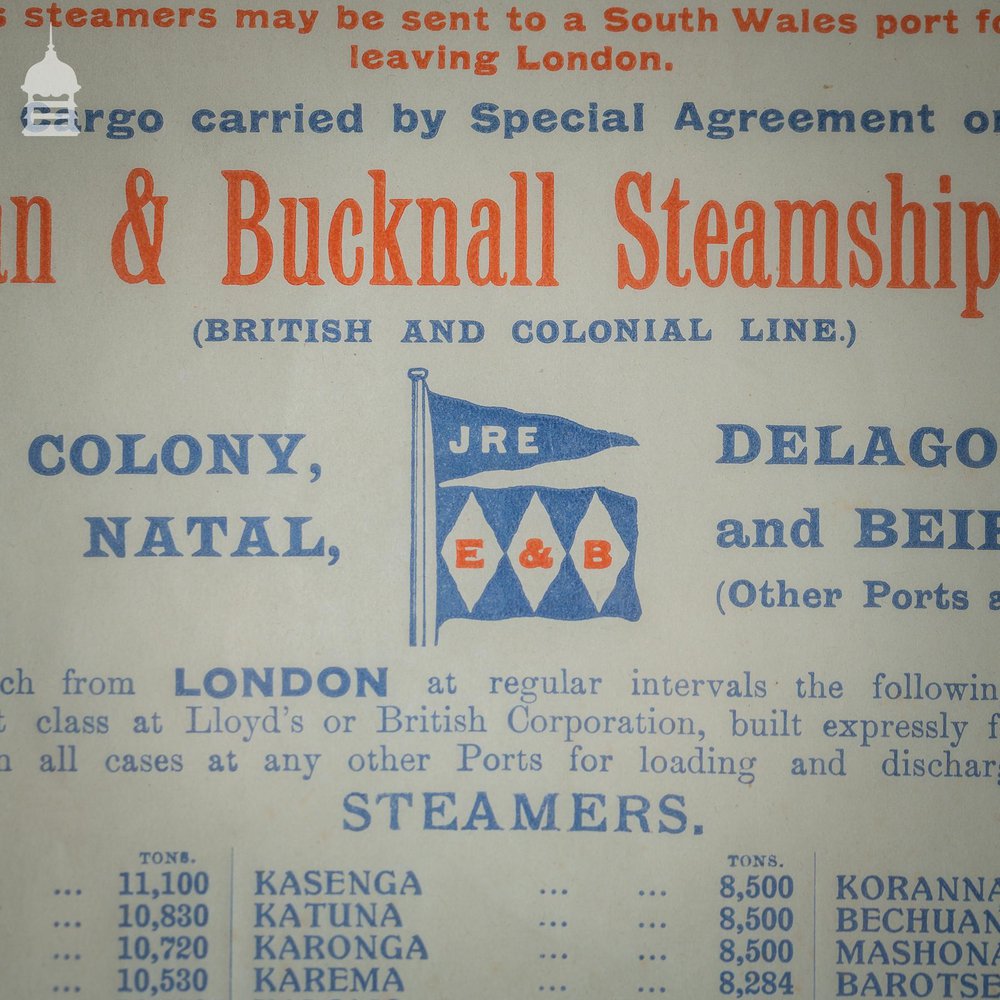 1915 Ellerman & Bucknall Steamship Co. LTD Notice in Later Frame