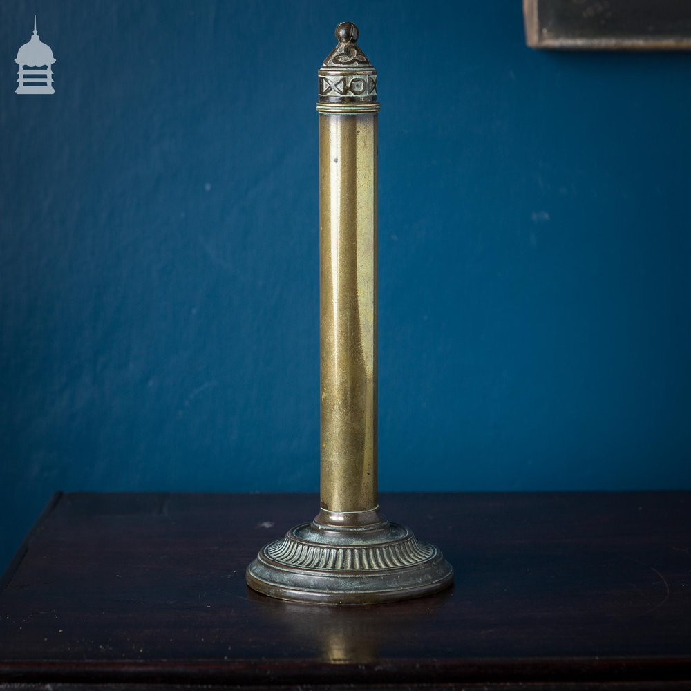 Victorian Privacy Shield Fan in a Decorative Brass Stand