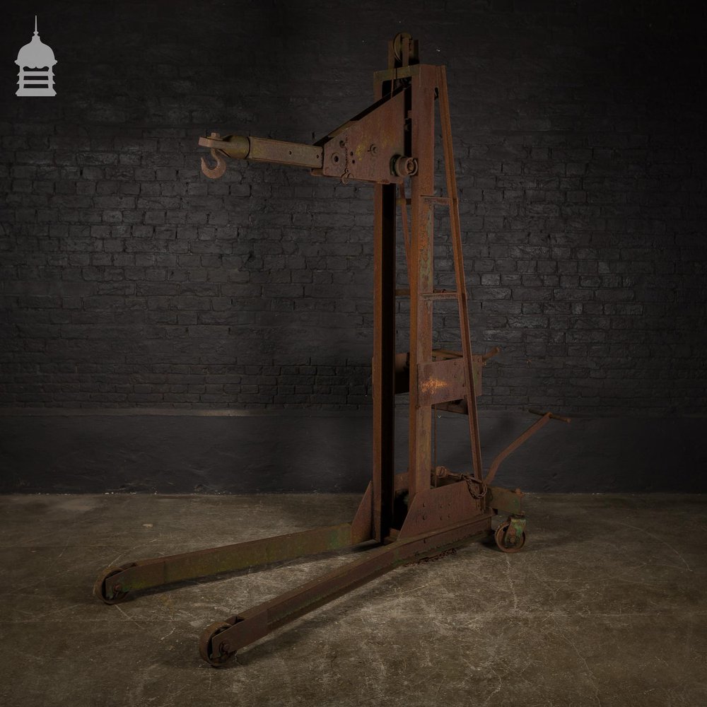 Early 20th C Industrial Hoist Engine Crane by 'Mann Egerton & Co' of Norwich