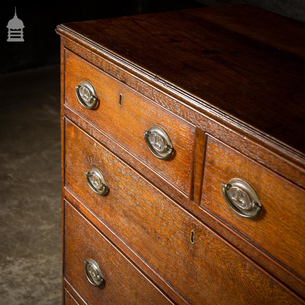 George III Oak Chest of Drawers with Brass Sphinx Drawer Pull Handles