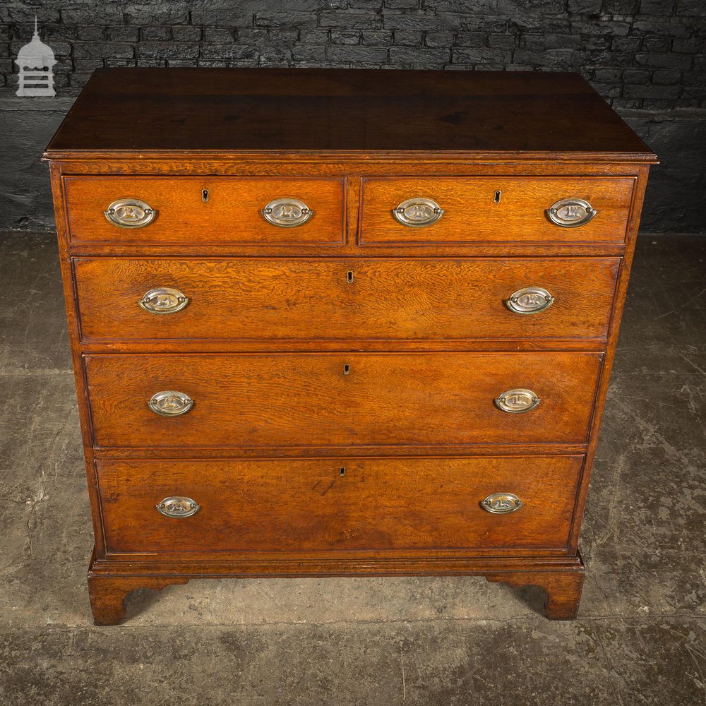 George III Oak Chest of Drawers with Brass Sphinx Drawer Pull Handles