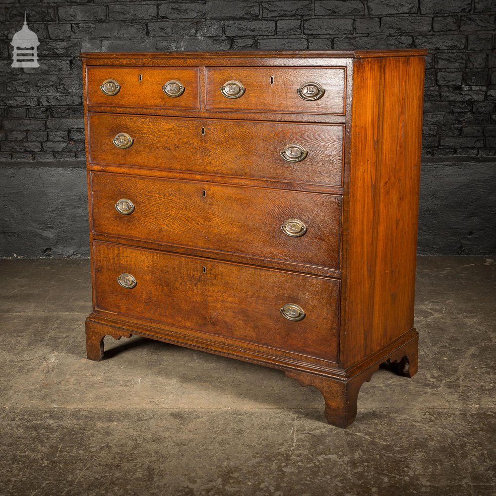 George III Oak Chest of Drawers with Brass Sphinx Drawer Pull Handles