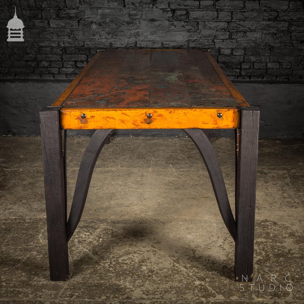 Large NARC Studio ‘Paint Shop’ Dexion Table With Charred Oak Legs