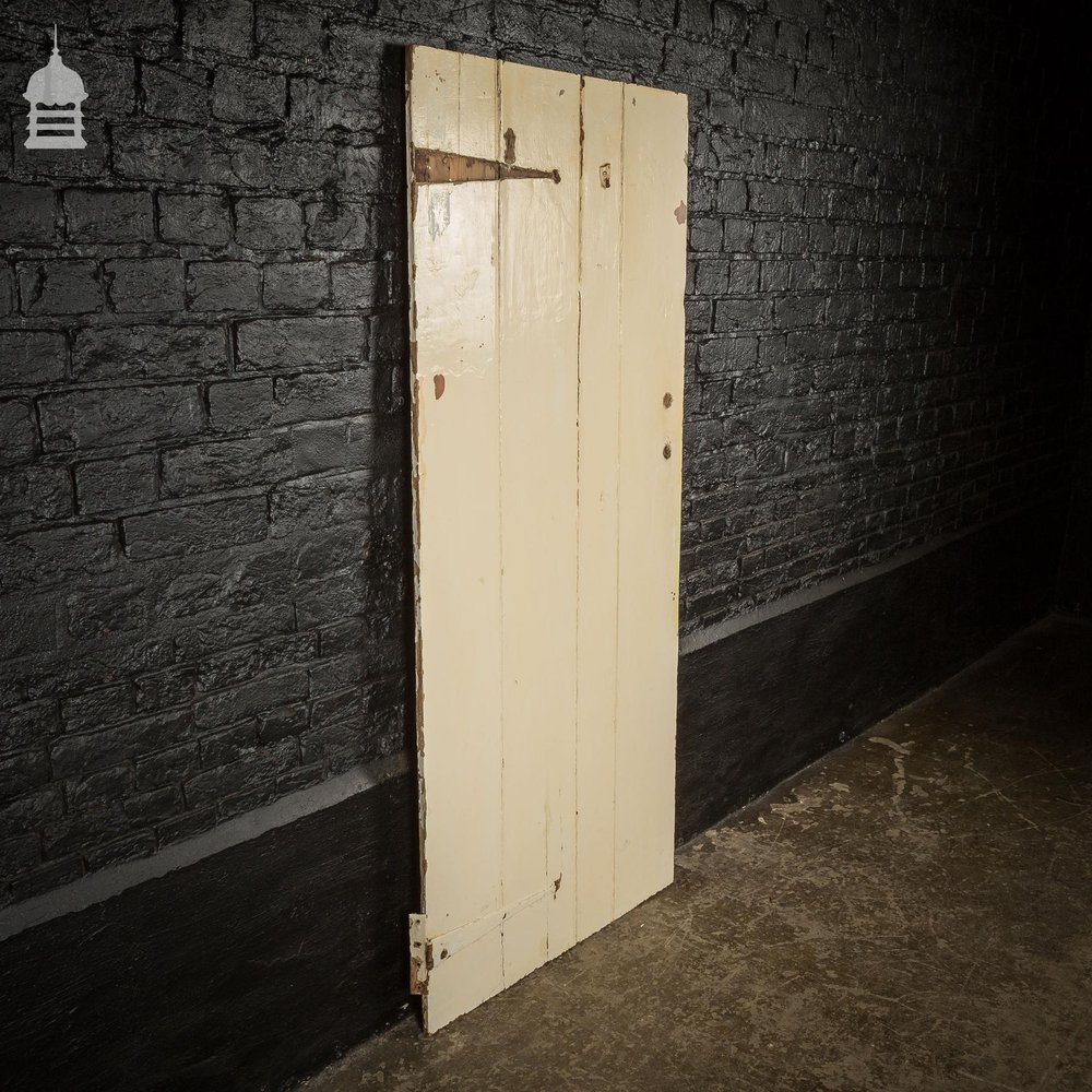 17th C White Pained Pine Ledged and Braced Cottage Door