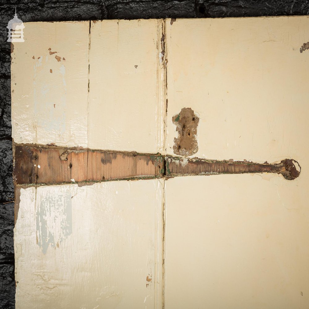 17th C White Pained Pine Ledged and Braced Cottage Door