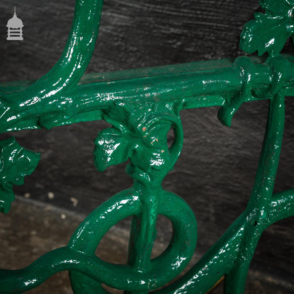 Pair of Green Coalbrookdale Design Cast Iron Bench Ends with Hound and Serpent