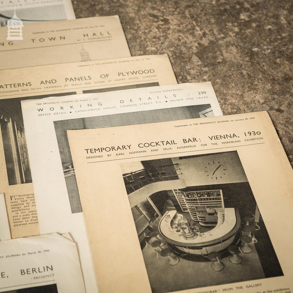 Collection of 13 Original Supplements from The Architects' Journal dated 1931 – 1935