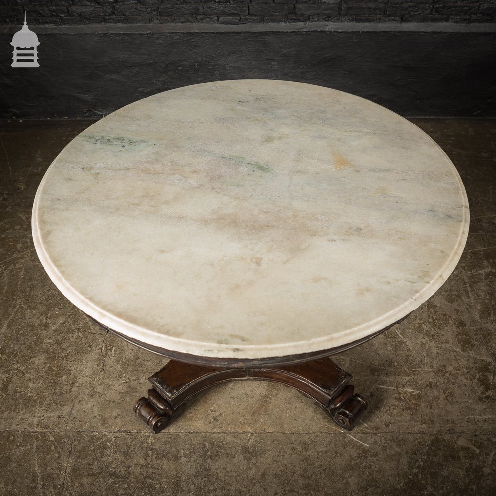 Marble Topped Table, Late 19th C Ebonised Neo Classical Circular