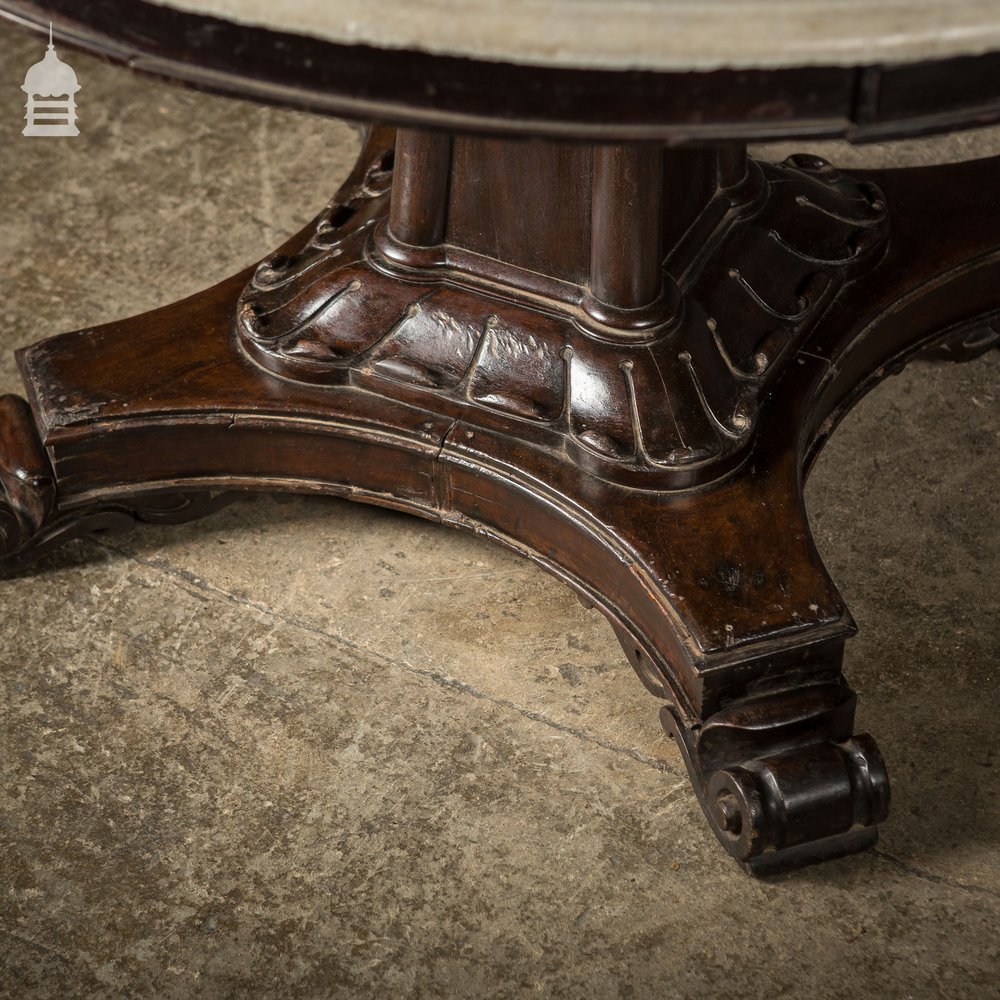 Marble Topped Table, Late 19th C Ebonised Neo Classical Circular