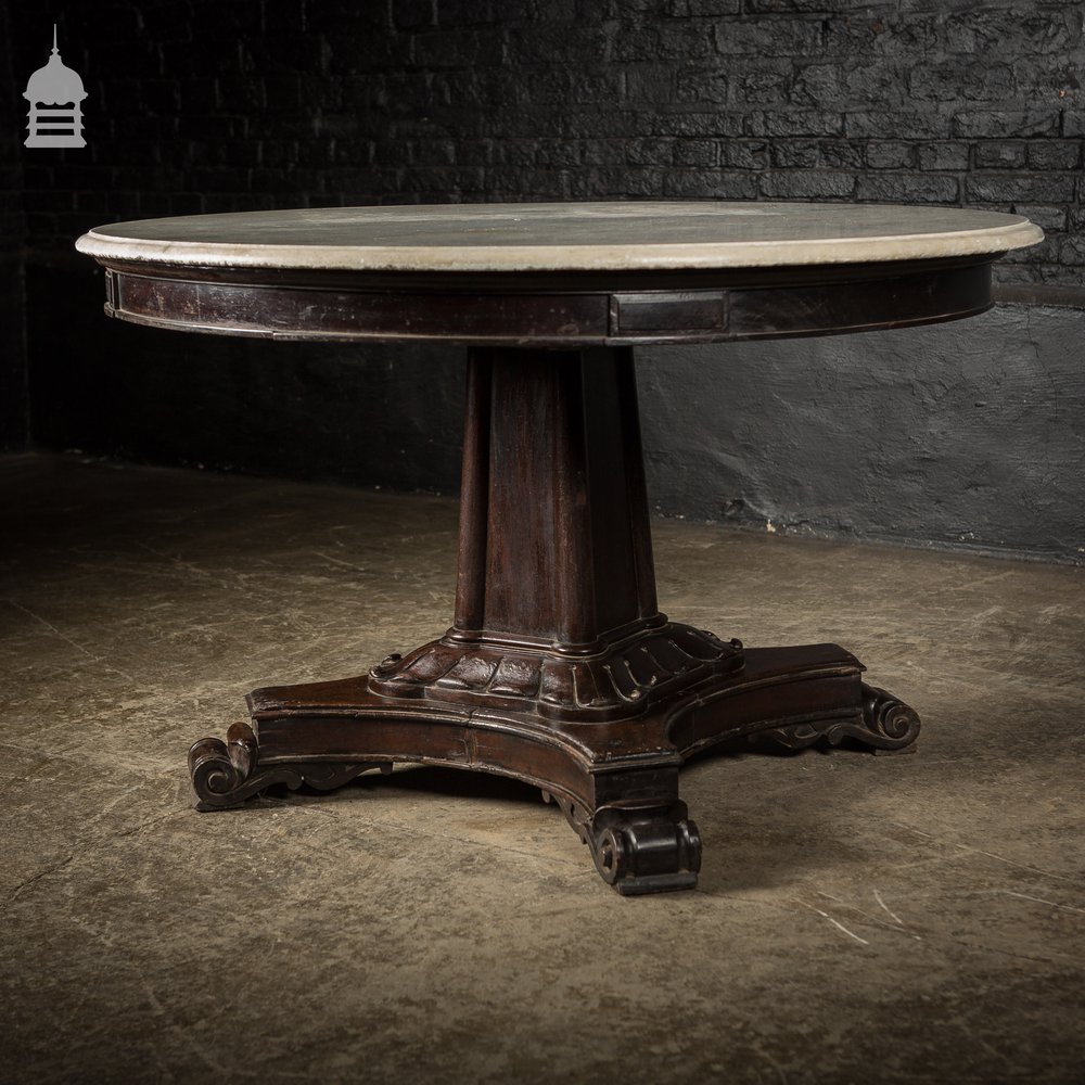 Marble Topped Table, Late 19th C Ebonised Neo Classical Circular