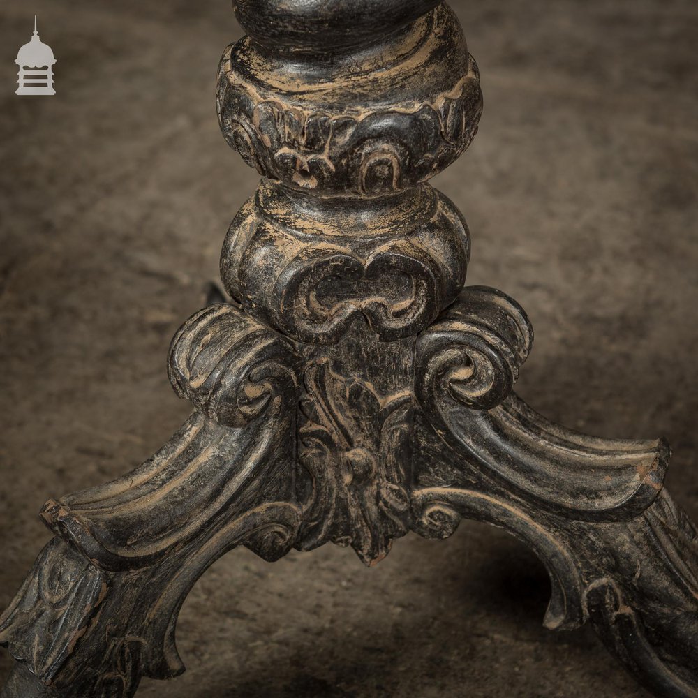 Exquisite 19th C Carved Hardwood Occasional Table with Twist Pedestal and Marble Top