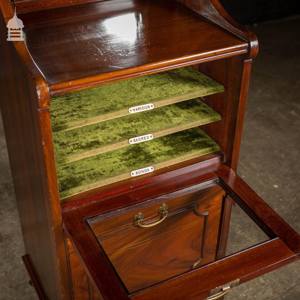 Edwardian Drop Front Glazed Mahogany Music Cabinet with Mirror