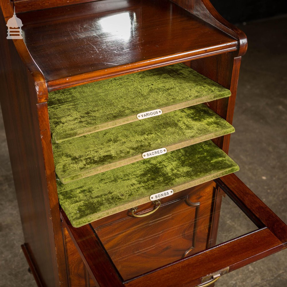 Edwardian Drop Front Glazed Mahogany Music Cabinet with Mirror