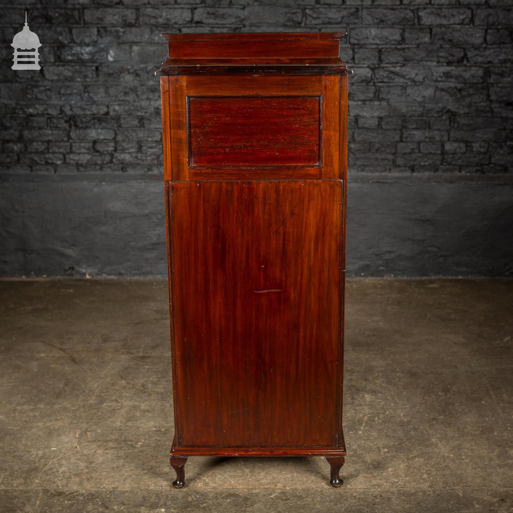 Edwardian Drop Front Glazed Mahogany Music Cabinet with Mirror