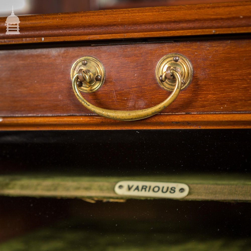 Edwardian Drop Front Glazed Mahogany Music Cabinet with Mirror