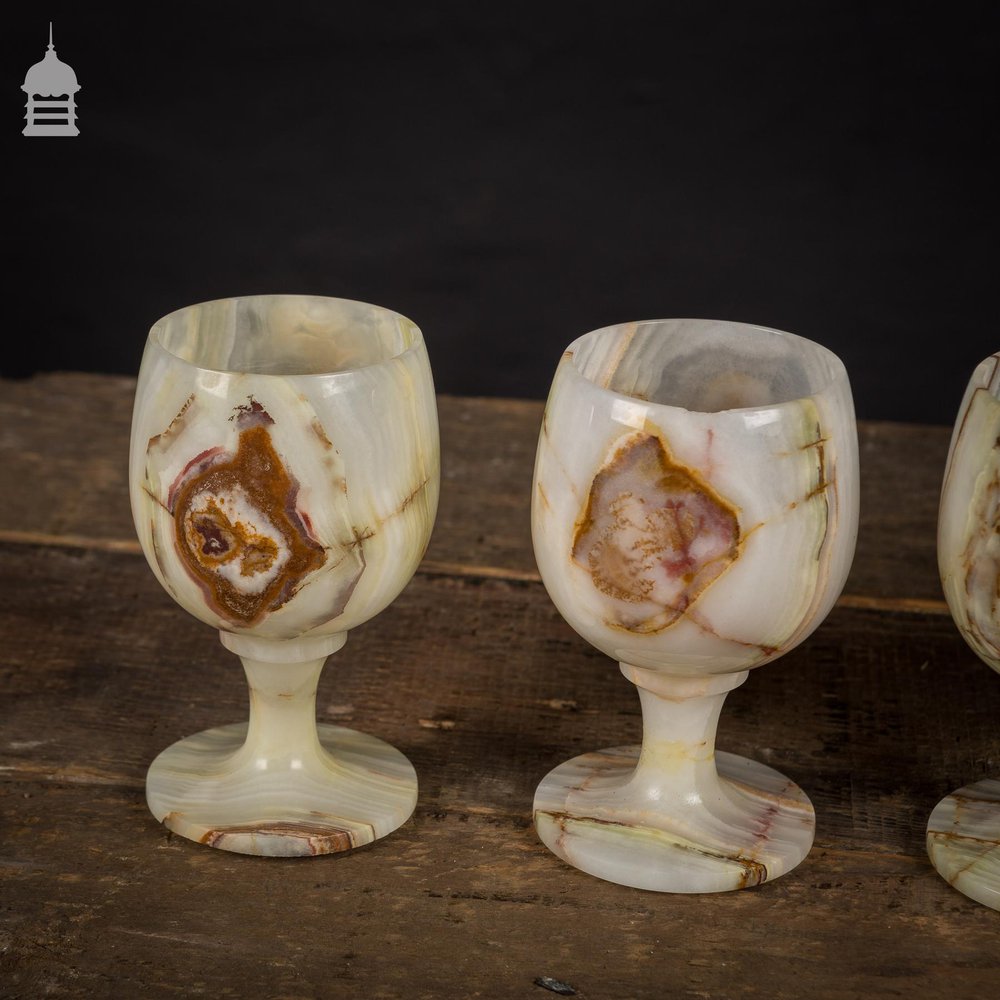 Set of 6 Onyx Goblets in Display Case