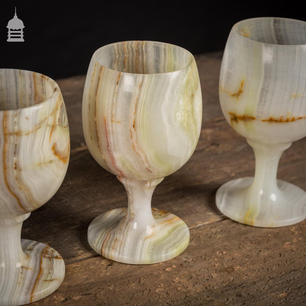 Set of 6 Onyx Goblets in Display Case