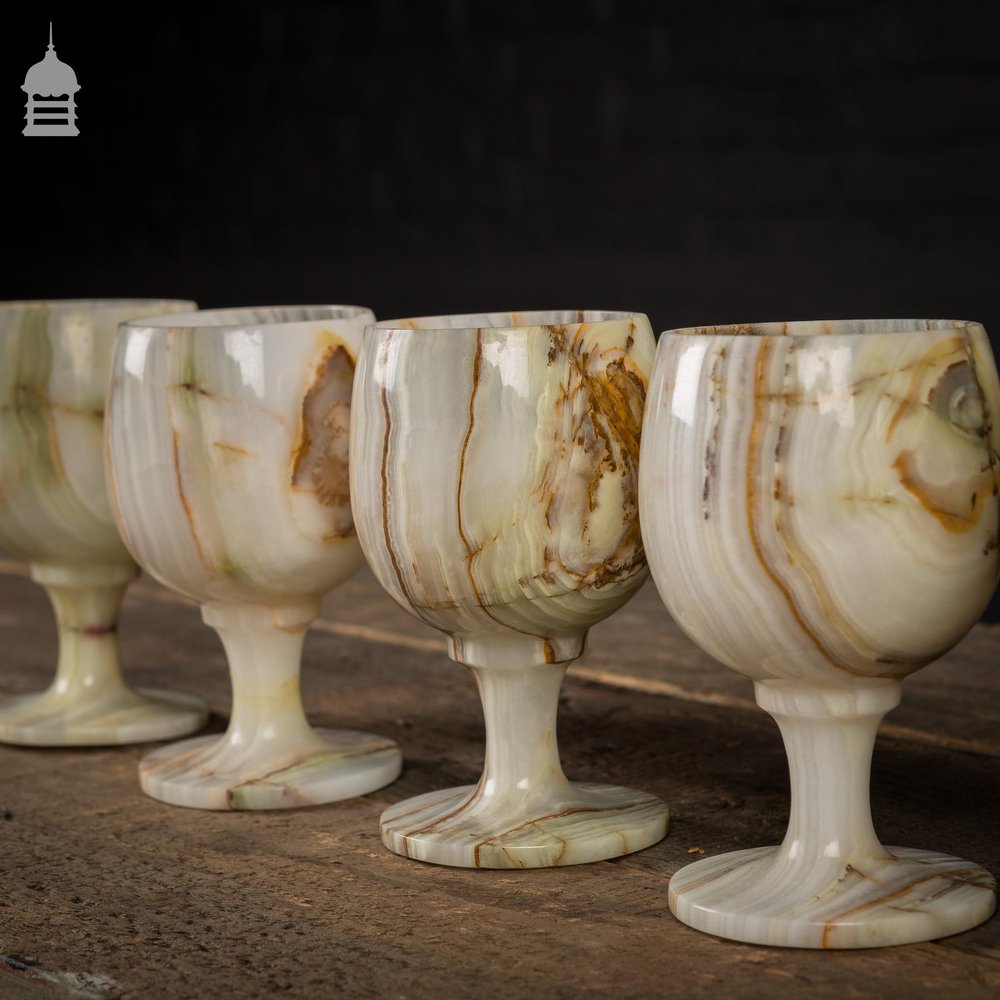 Set of 6 Onyx Goblets in Display Case