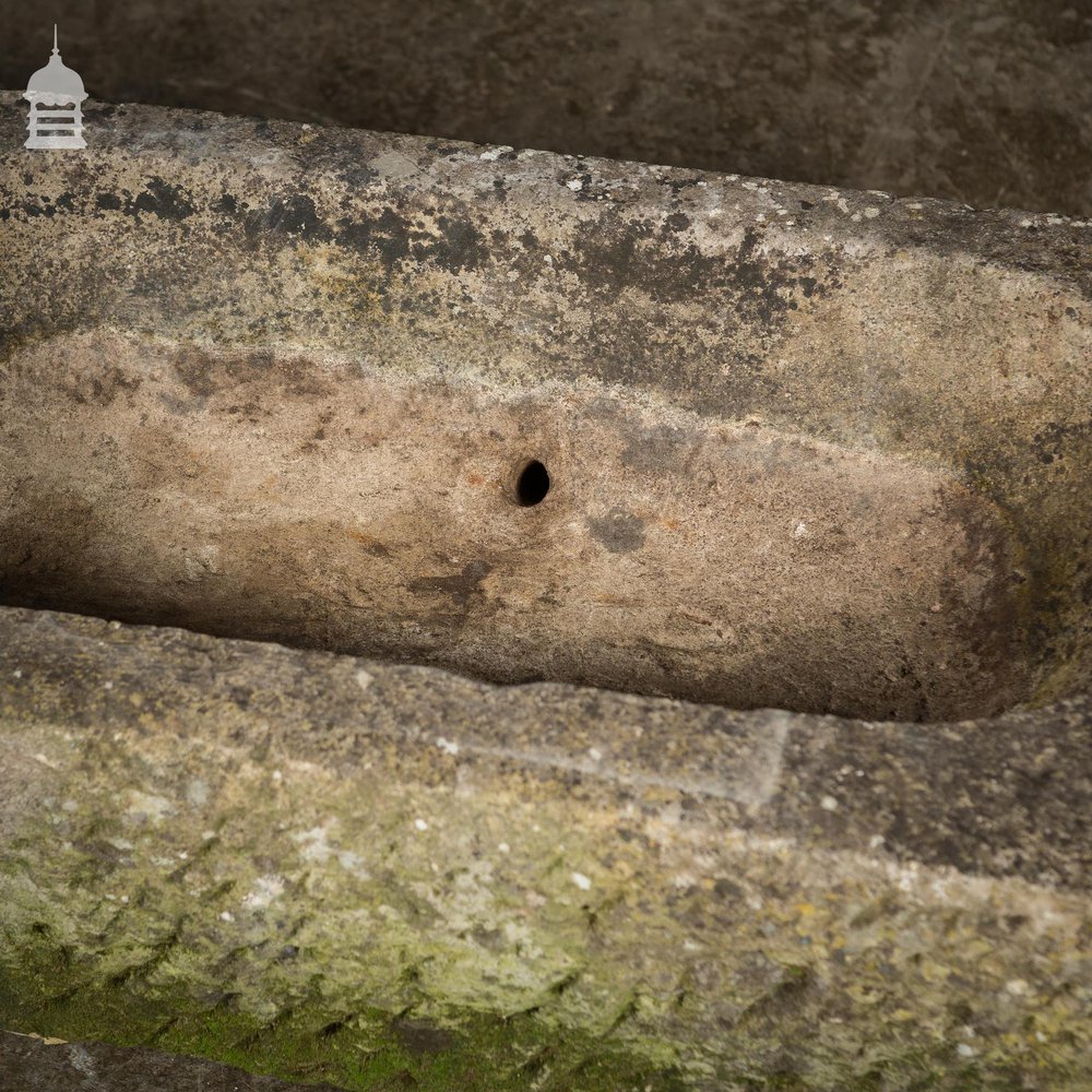 18th C Large Carved Stone Double Trough Planter