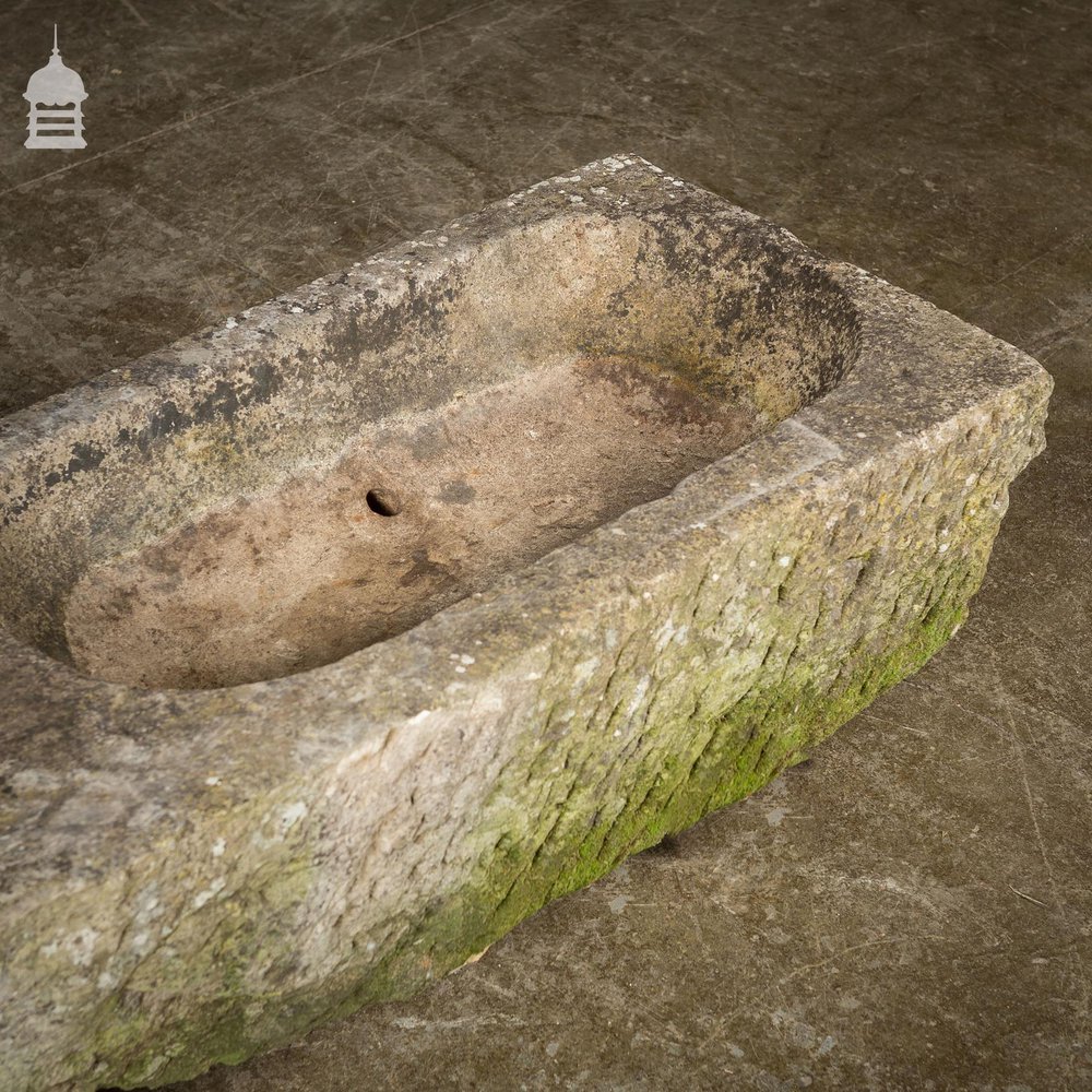 18th C Large Carved Stone Double Trough Planter