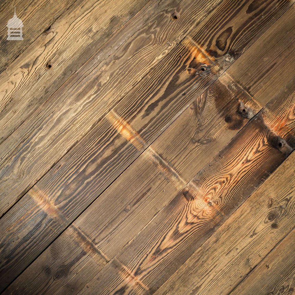 Batch of 12 Square Metres of Rustic Pine Floorboard or Wall Cladding with Grained Brushed Finish