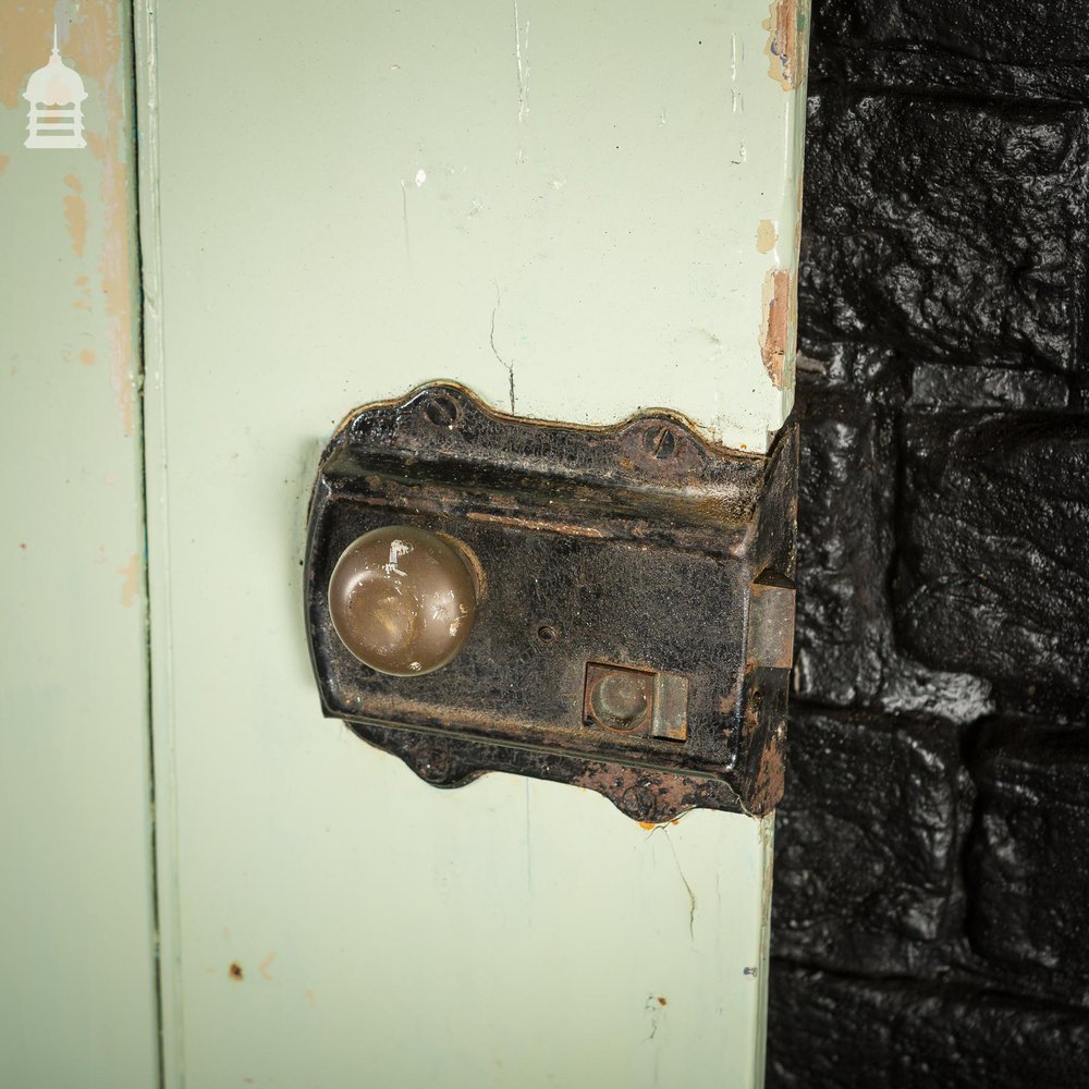 18th C Green Painted Pine Ledged and Braced Internal Cottage Door