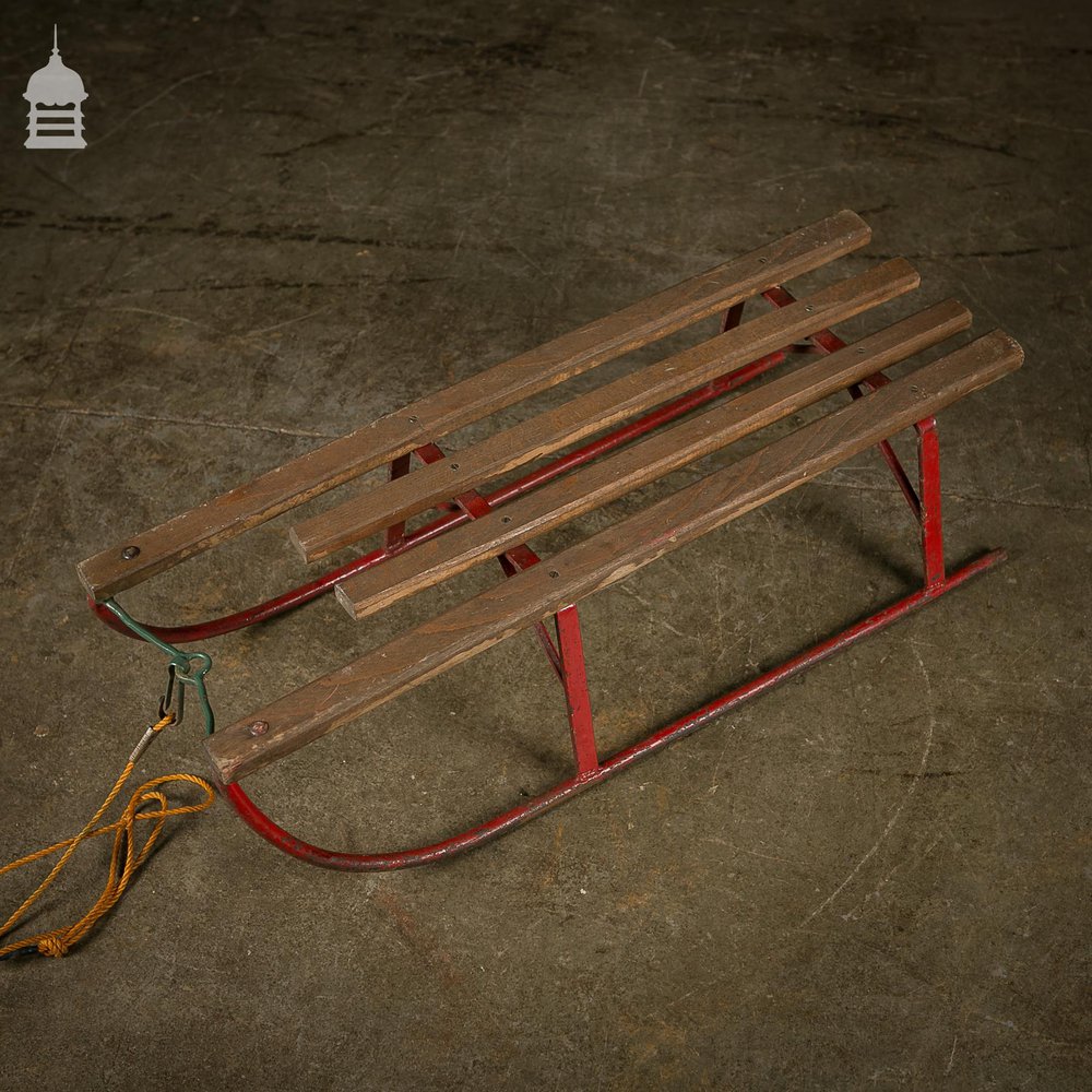 Small 20th C Steel Sledge with Hardwood Slats