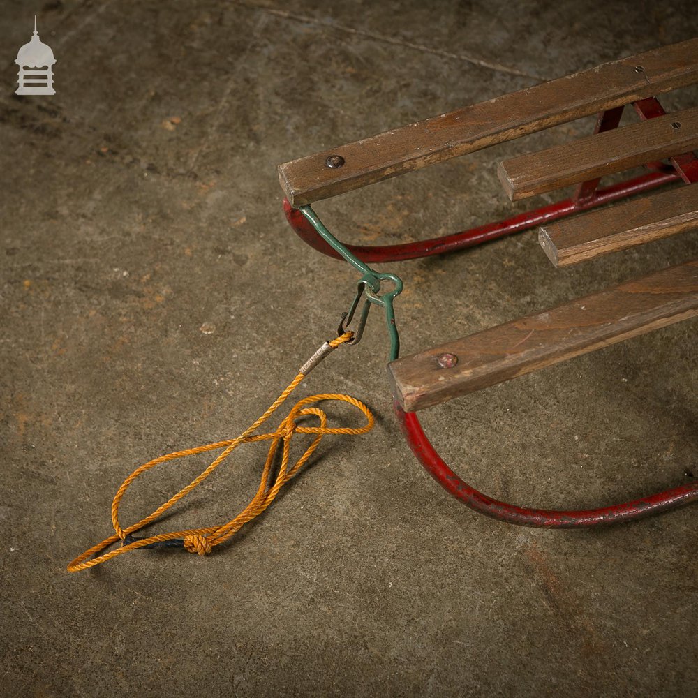 Small 20th C Steel Sledge with Hardwood Slats