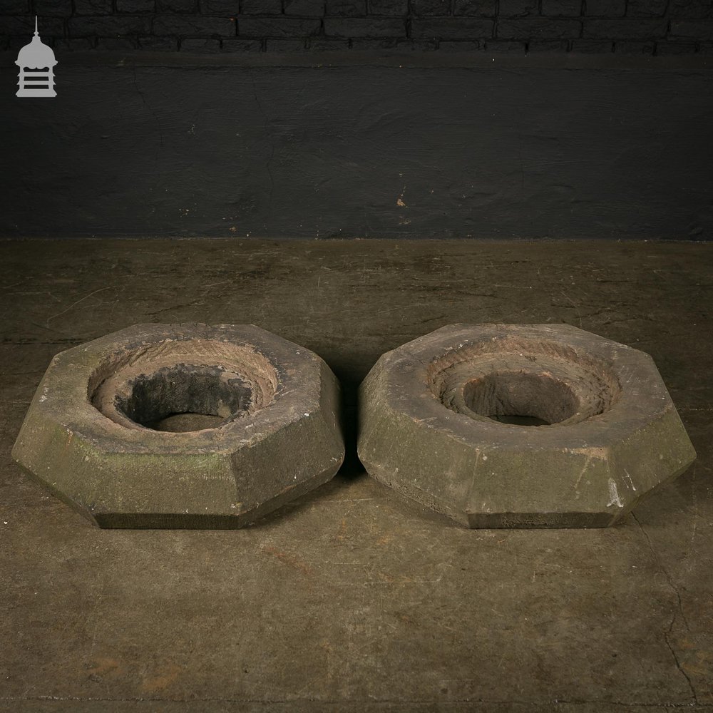 Pair of 19th C Octagonal Sandstone Plinth Bases