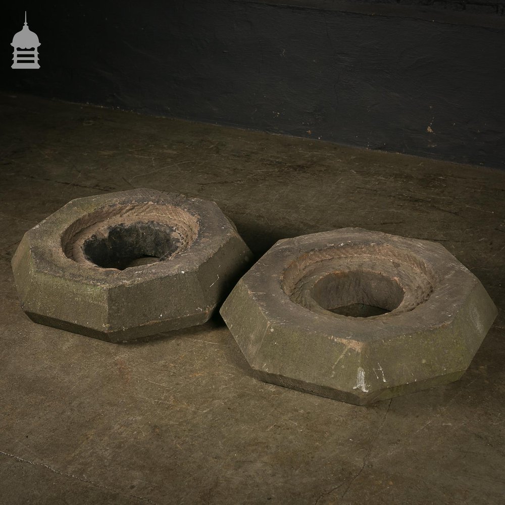 Pair of 19th C Octagonal Sandstone Plinth Bases