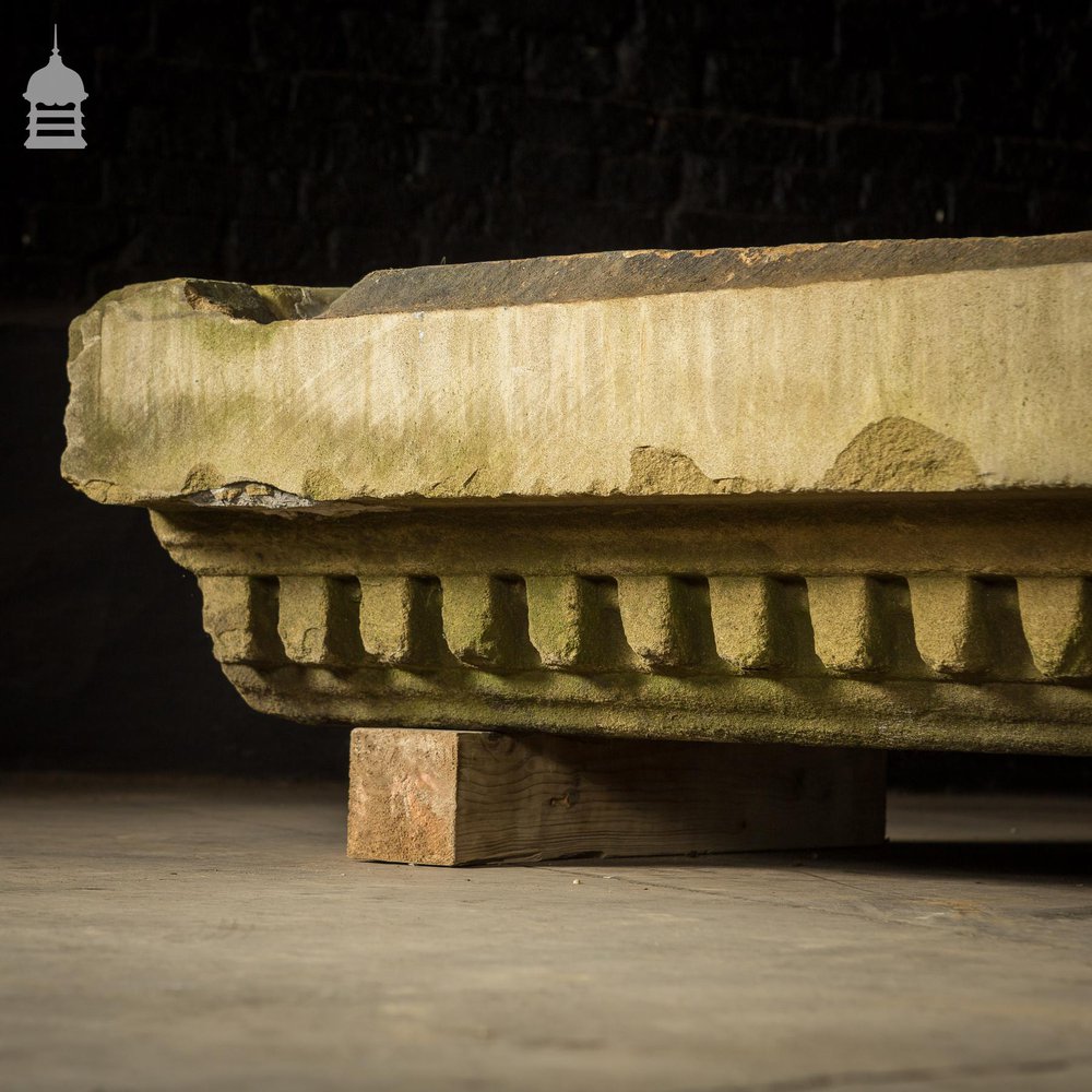 Pair of Georgian Carved Sandstone Lintels with Dentil Moulding