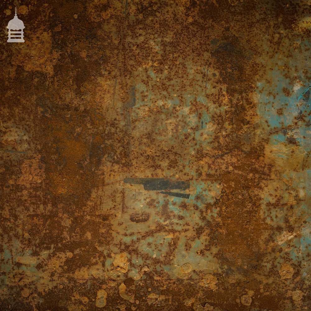 Industrial Box Section Low Level Worktable with Original Rusty Distressed Blue Paint Finish