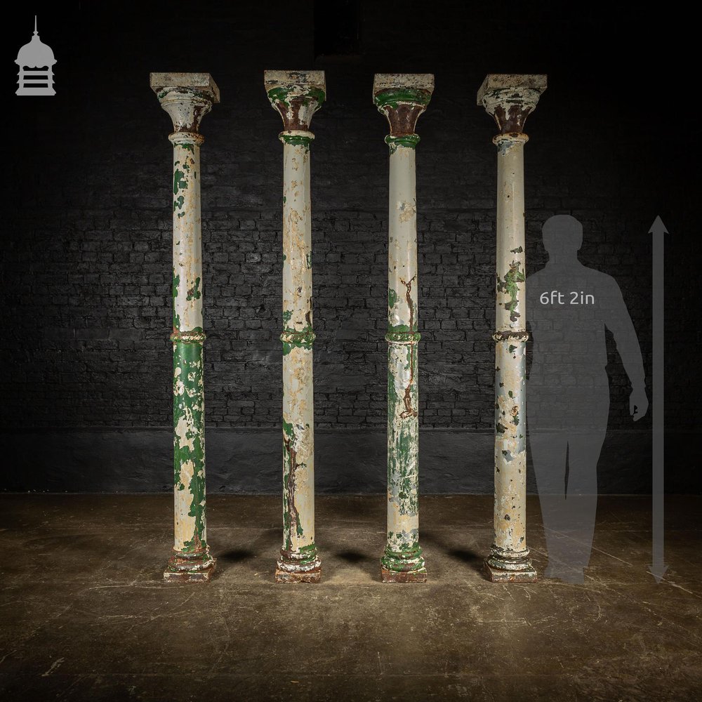 Set of 4 19th C Boulton of Norwich Cast Iron Columns Pillars Stanchions