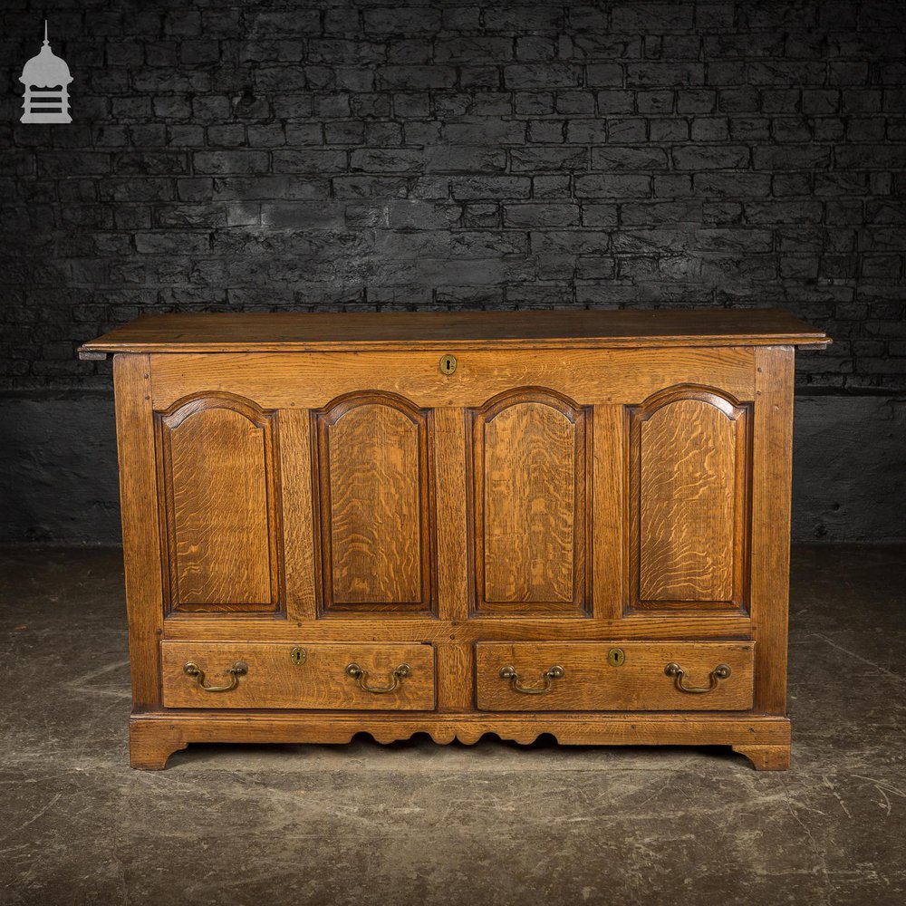 18th C Light Oak Blanket Box Coffer with Drawers