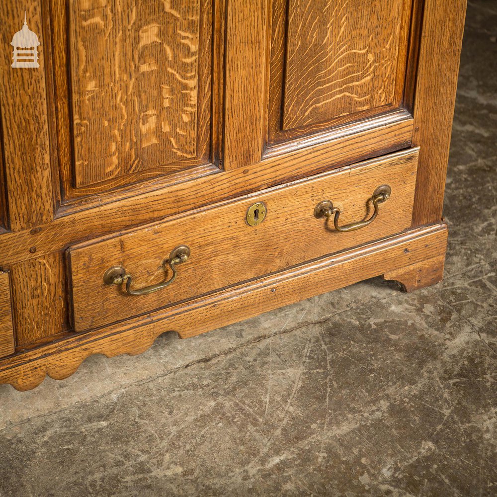 18th C Light Oak Blanket Box Coffer with Drawers