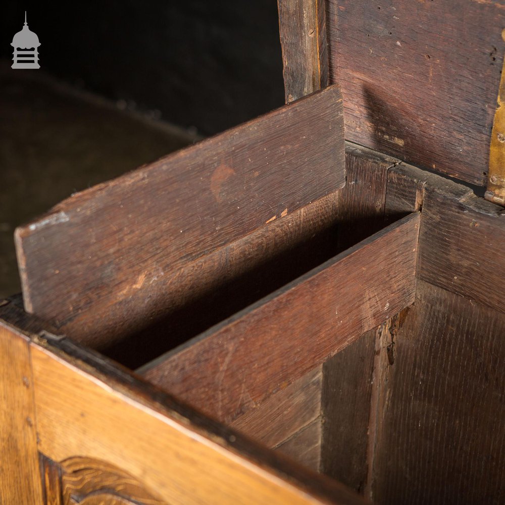 18th C Light Oak Blanket Box Coffer with Drawers