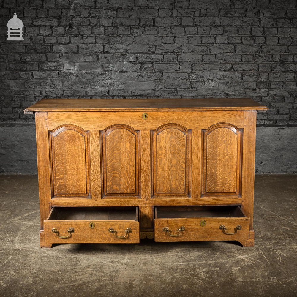 18th C Light Oak Blanket Box Coffer with Drawers