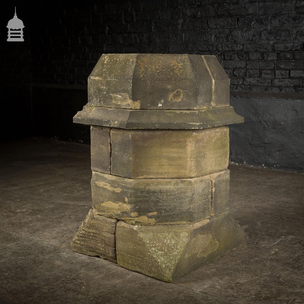 18th C Octagonal Sandstone Chimney Stack Base