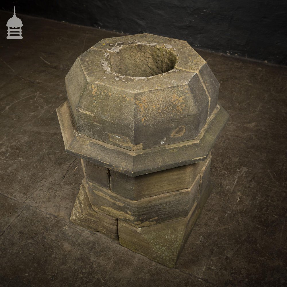 18th C Octagonal Sandstone Chimney Stack Base