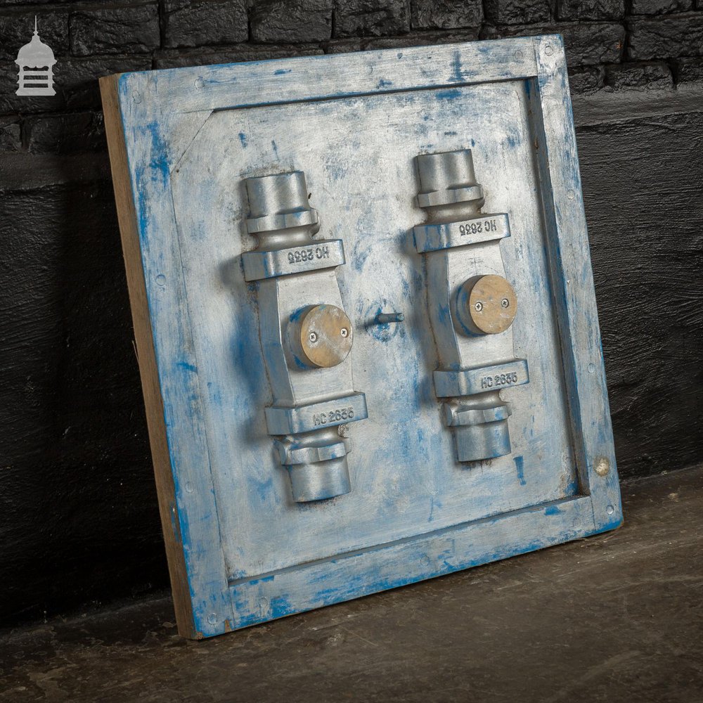 Reclaimed Industrial Foundry Mould Pattern with Blue and Silver Paint Finish