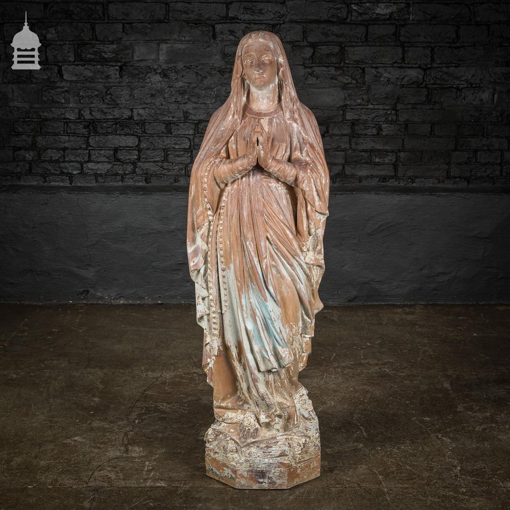 19th C Ecclesiastical Terracotta Statue of Mary