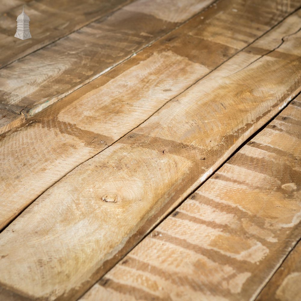 Batch of 7.5 Square Metres of Elm Wall Boards with Distressed Lath and Plaster Markings