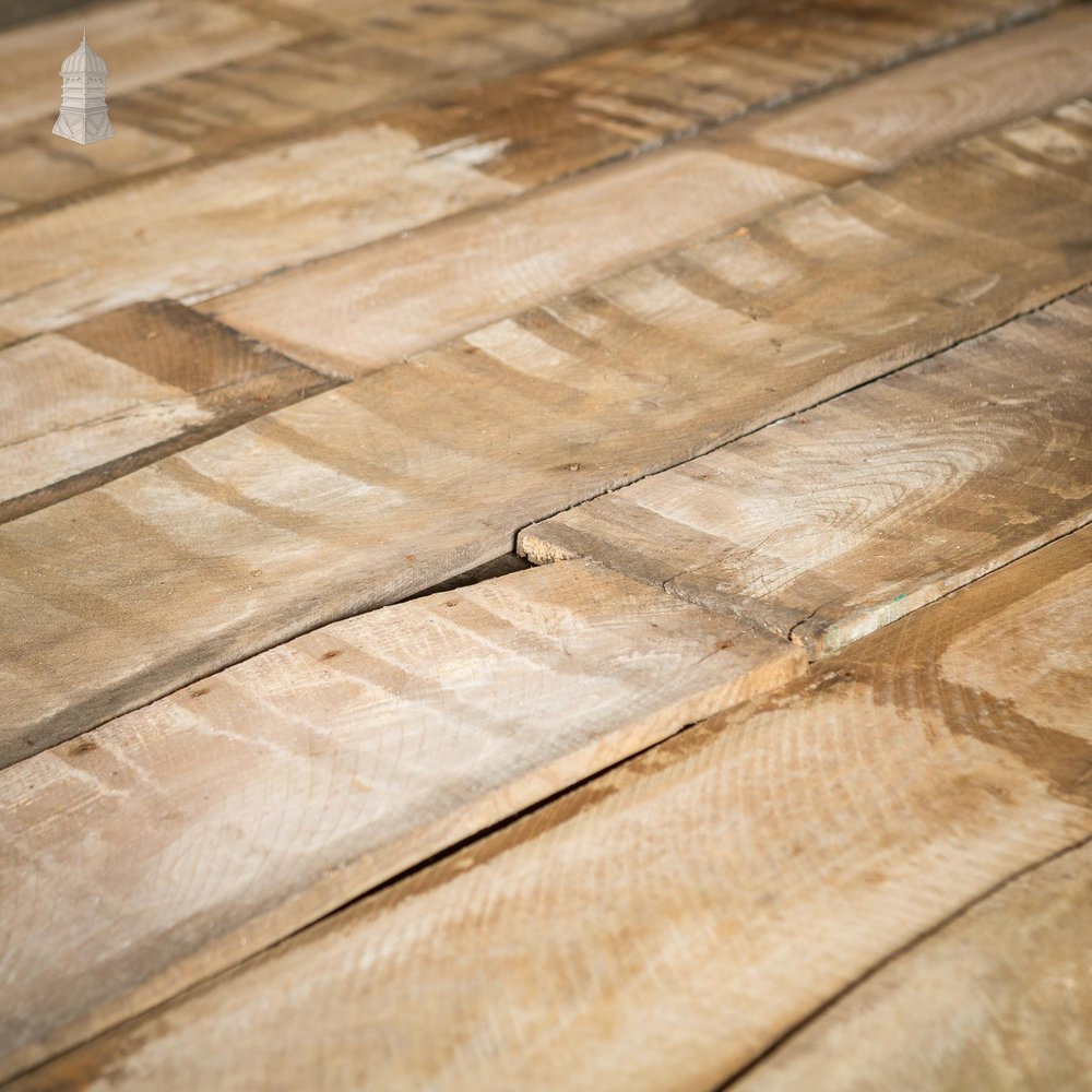 Batch of 7.5 Square Metres of Elm Wall Boards with Distressed Lath and Plaster Markings