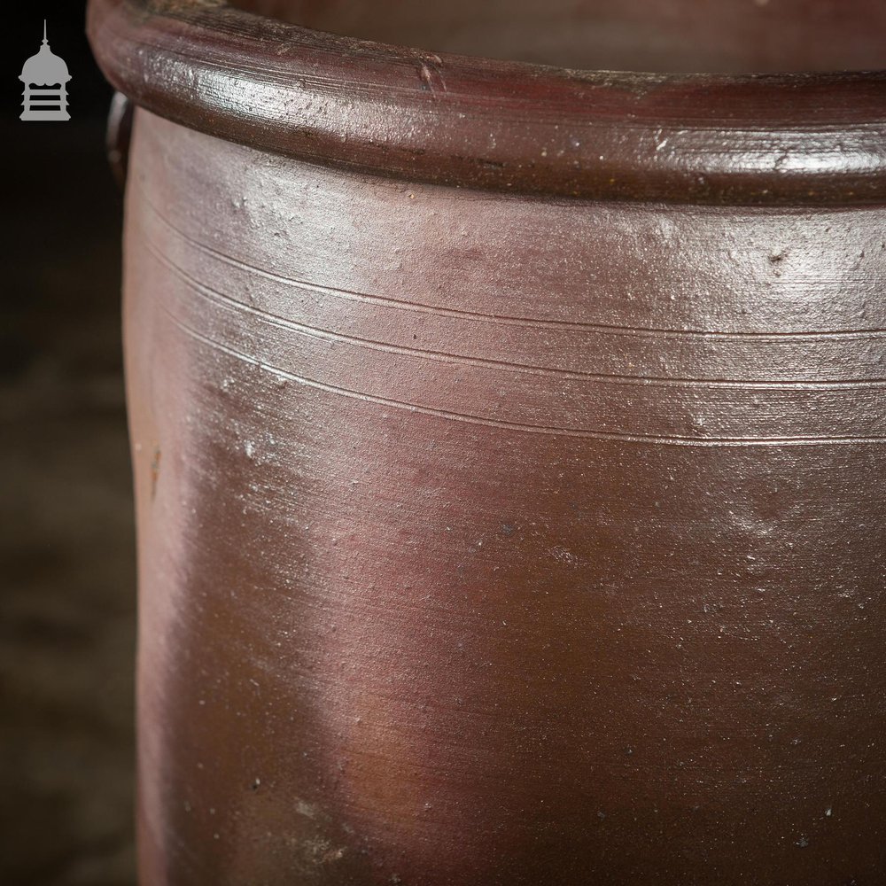 Large Victorian Salt Glazed Pot with Small Handles